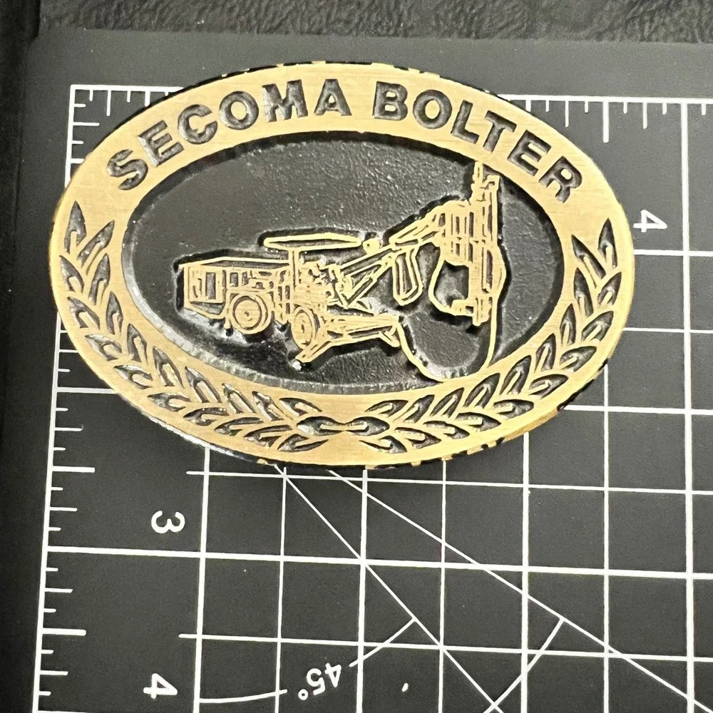 Vintage‎ Dyna Buckle Secoma Bolter Solid Brass Belt Buckle 3.25x2.25 Workwear